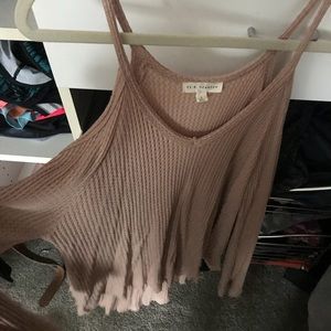 Tan shoulderless sweater